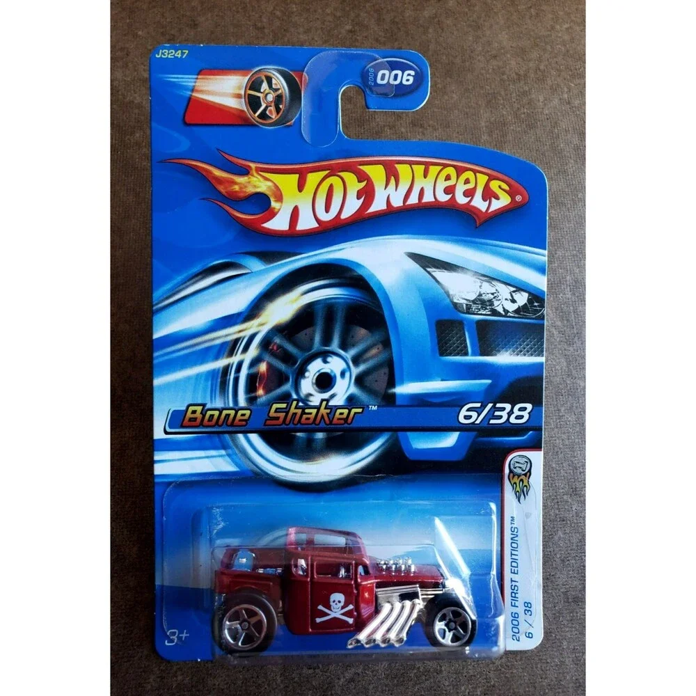 Hot Wheels BONE SHAKER Dark Red 6/38 2006 FIRST EDITIONS #6/223 Chrome 5 SP 1:64